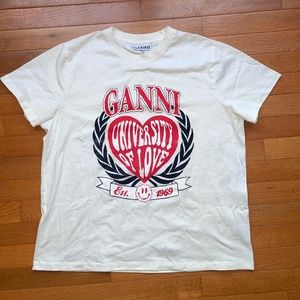 Ganni white graphic tee
